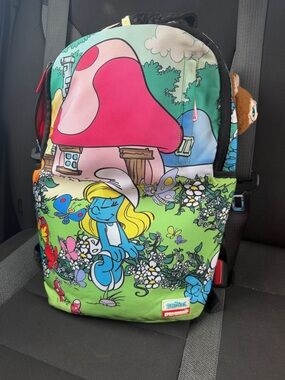Sprayground Pink & Green Smurfette Mushroom Kids Backpack